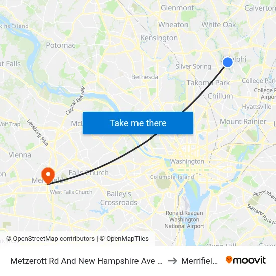 Metzerott Rd And New Hampshire Ave (Outbound) to Merrifield, VA map