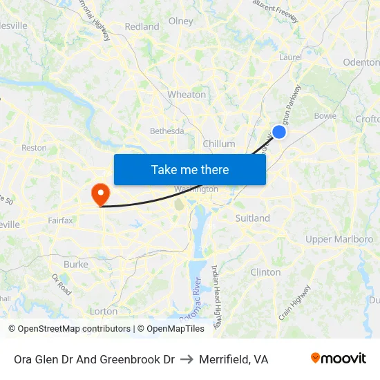 Ora Glen Dr And Greenbrook Dr to Merrifield, VA map