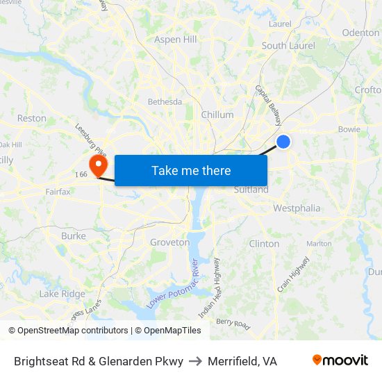 Brightseat Rd & Glenarden Pkwy to Merrifield, VA map