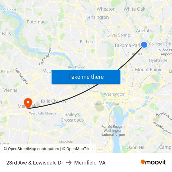 23rd Ave & Lewisdale Dr to Merrifield, VA map