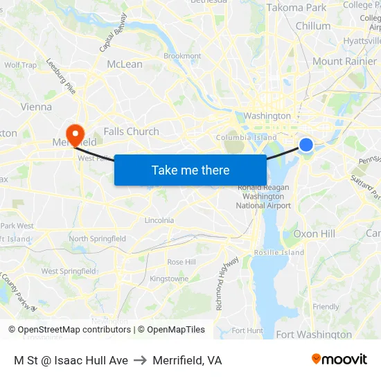 M St @ Isaac Hull Ave to Merrifield, VA map