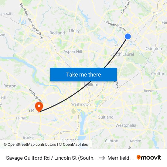 Savage Guilford Rd / Lincoln St (Southbound) to Merrifield, VA map
