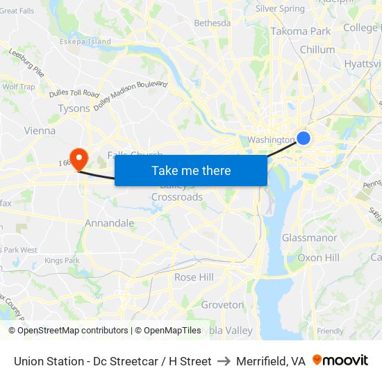 Union Station - Dc Streetcar / H Street to Merrifield, VA map