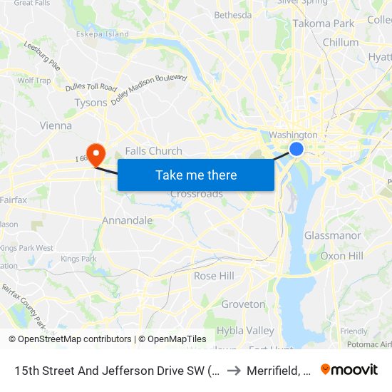 15th Street And Jefferson Drive SW (Sb) to Merrifield, VA map