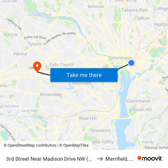 3rd Street Near Madison Drive NW (Nb) to Merrifield, VA map