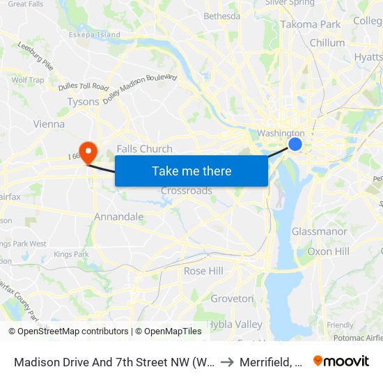 Madison Drive And 7th Street NW (Wb) to Merrifield, VA map