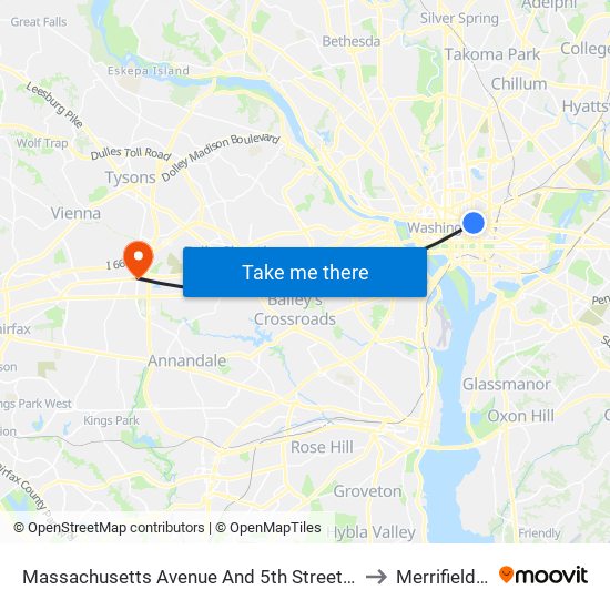 Massachusetts Avenue And 5th Street NW (Eb) to Merrifield, VA map