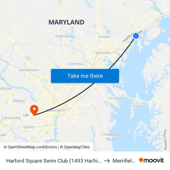 Harford Square Swim Club (1493 Harford Square Dr) to Merrifield, VA map