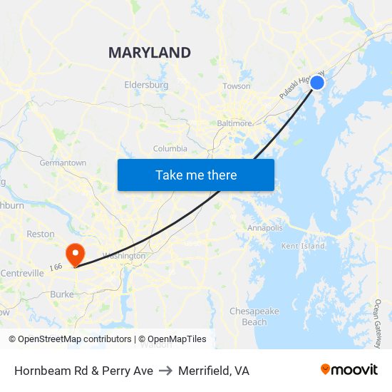 Hornbeam Rd & Perry Ave to Merrifield, VA map