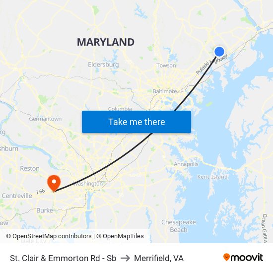 St. Clair & Emmorton Rd - Sb to Merrifield, VA map