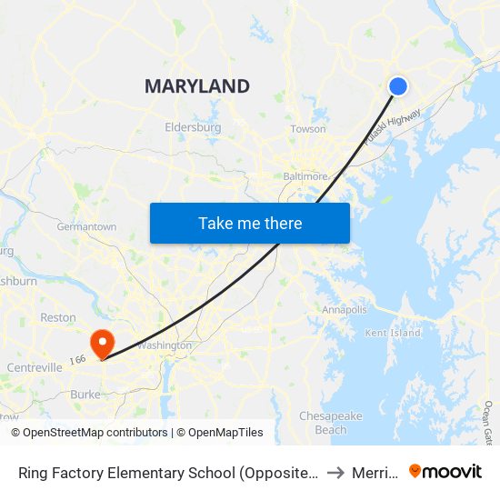 Ring Factory Elementary School (Opposite Emmorton Rd/Rt 924 & Lexington Rd) to Merrifield, VA map
