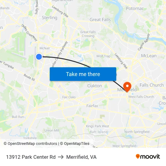 13912 Park Center Rd to Merrifield, VA map