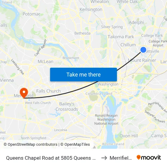 Queens Chapel Road at 5805 Queens Chapel Road to Merrifield, VA map