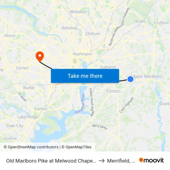 Old Marlboro Pike at Melwood Chapel Ln to Merrifield, VA map