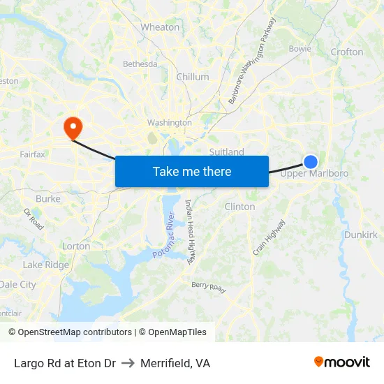 Largo Rd at Eton Dr to Merrifield, VA map