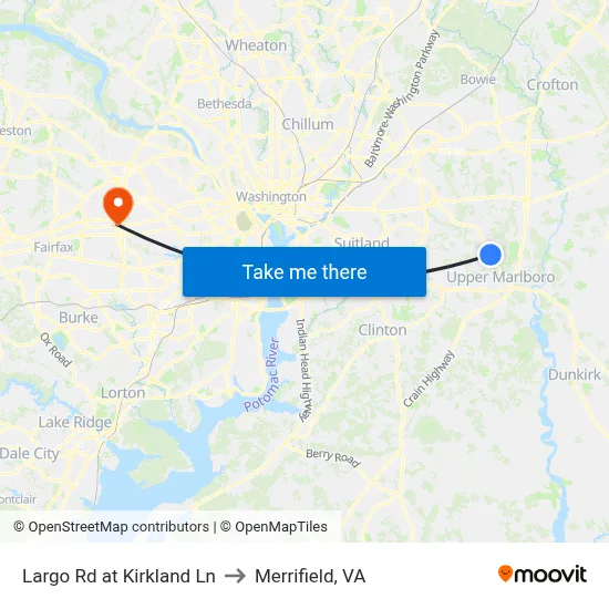 Largo Rd at Kirkland Ln to Merrifield, VA map
