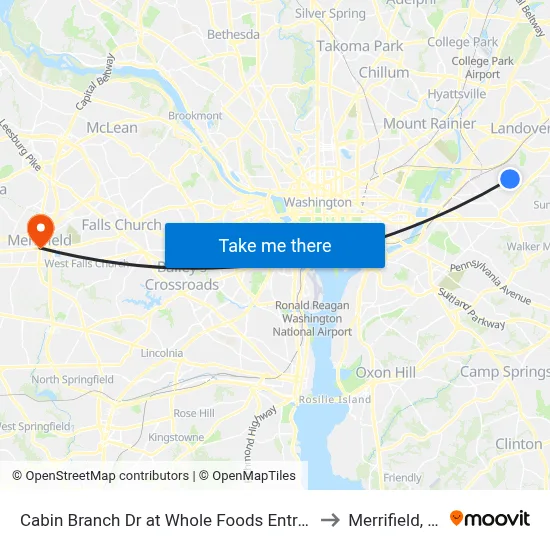 Cabin Branch Dr at Whole Foods Entrance to Merrifield, VA map