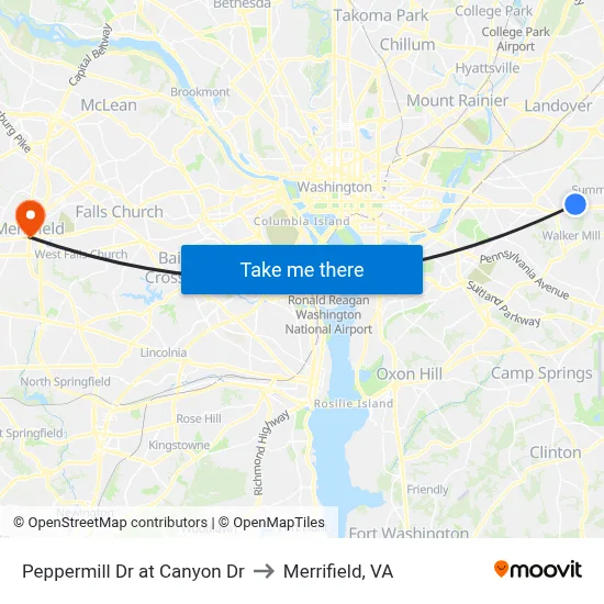 Peppermill Dr at Canyon Dr to Merrifield, VA map