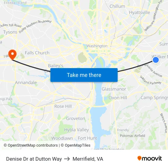Denise Dr at Dutton Way to Merrifield, VA map