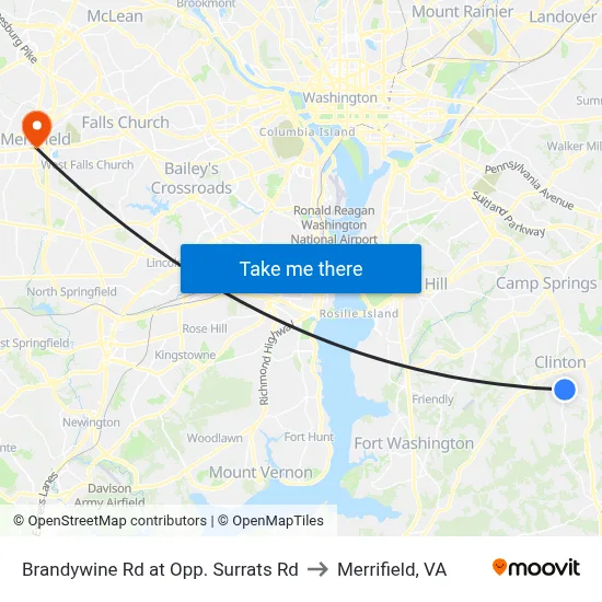 Brandywine Rd at Opp. Surrats Rd to Merrifield, VA map