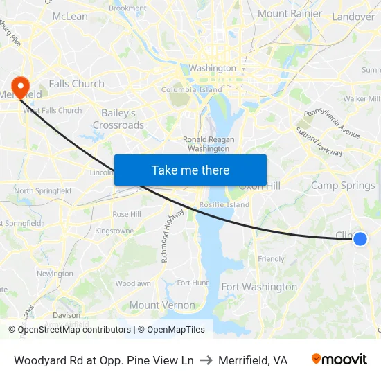 Woodyard Rd at Opp. Pine View Ln to Merrifield, VA map