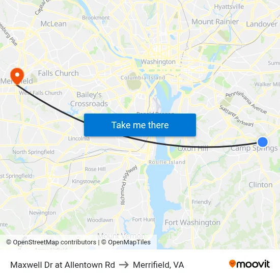 Maxwell Dr at Allentown Rd to Merrifield, VA map