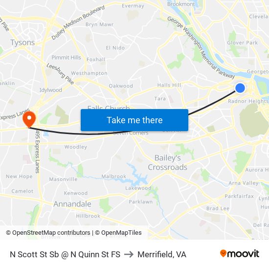 N Scott St Sb @ N Quinn St FS to Merrifield, VA map