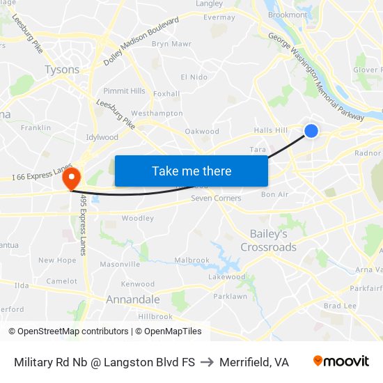 Military Rd Nb @ Langston Blvd FS to Merrifield, VA map