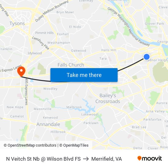 N Veitch St Nb @ Wilson Blvd FS to Merrifield, VA map