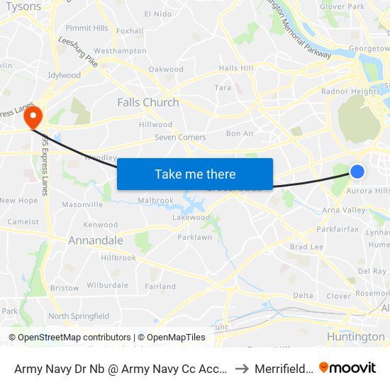 Army Navy Dr Nb @ Army Navy Cc Access Rd Ns to Merrifield, VA map