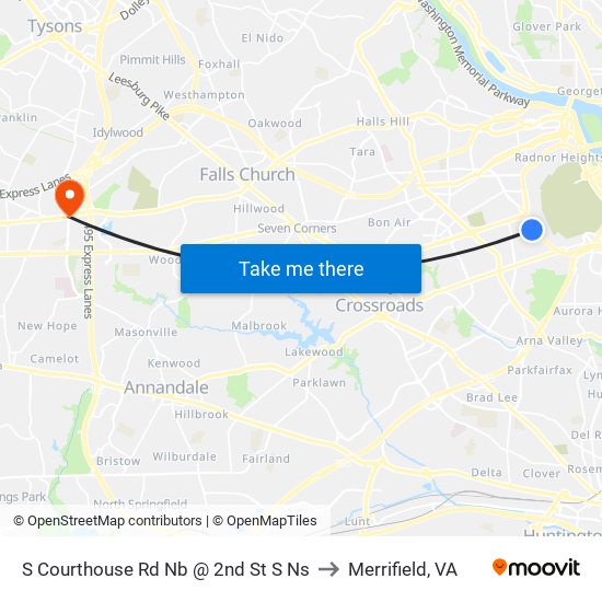 S Courthouse Rd Nb @ 2nd St S Ns to Merrifield, VA map