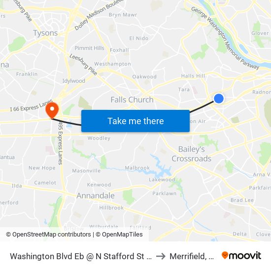 Washington Blvd Eb @ N Stafford St FS to Merrifield, VA map