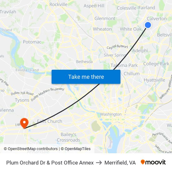 Plum Orchard Dr & Post Office Annex to Merrifield, VA map