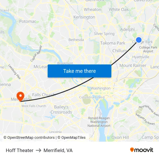Hoff Theater to Merrifield, VA map