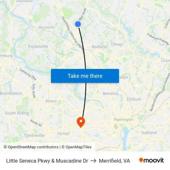 Little Seneca Pkwy & Muscadine Dr to Merrifield, VA map