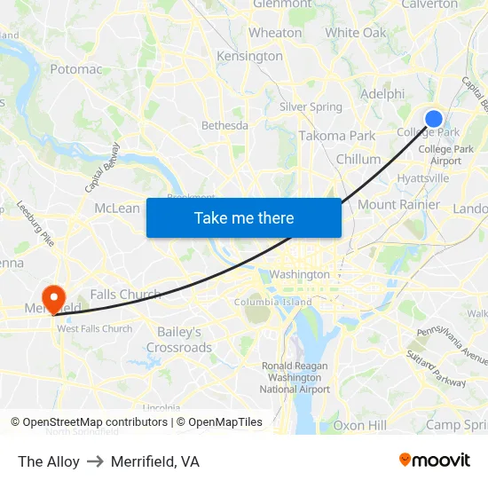 The Alloy to Merrifield, VA map