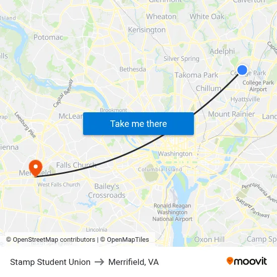 Stamp Student Union to Merrifield, VA map