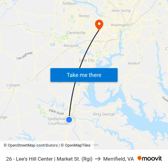 26 - Lee's Hill Center | Market St. (Rgi) to Merrifield, VA map