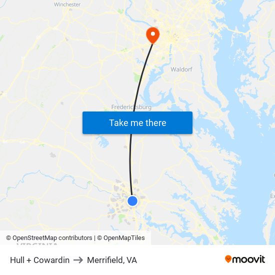 Hull + Cowardin to Merrifield, VA map