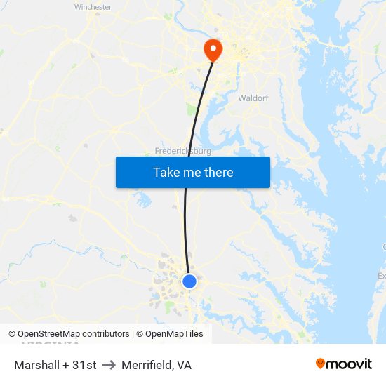 Marshall + 31st to Merrifield, VA map