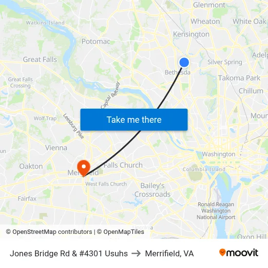 Jones Bridge Rd & #4301 Usuhs to Merrifield, VA map
