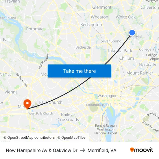 New Hampshire Av & Oakview Dr to Merrifield, VA map