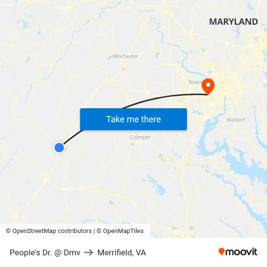 People's Dr. @ Dmv to Merrifield, VA map