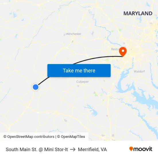 South Main St. @ Mini Stor-It to Merrifield, VA map