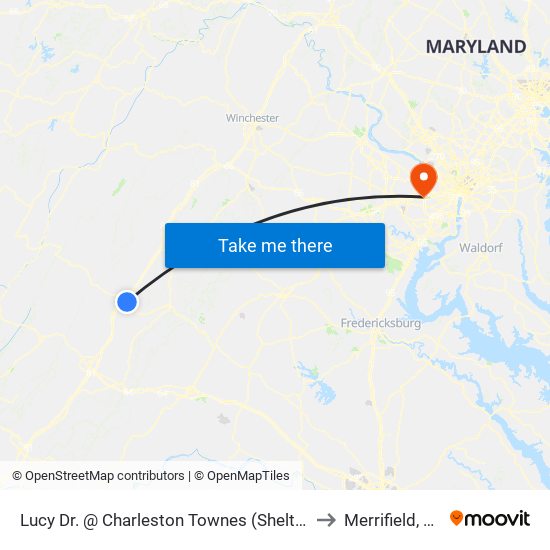 Lucy Dr. @ Charleston Townes (Shelter) to Merrifield, VA map