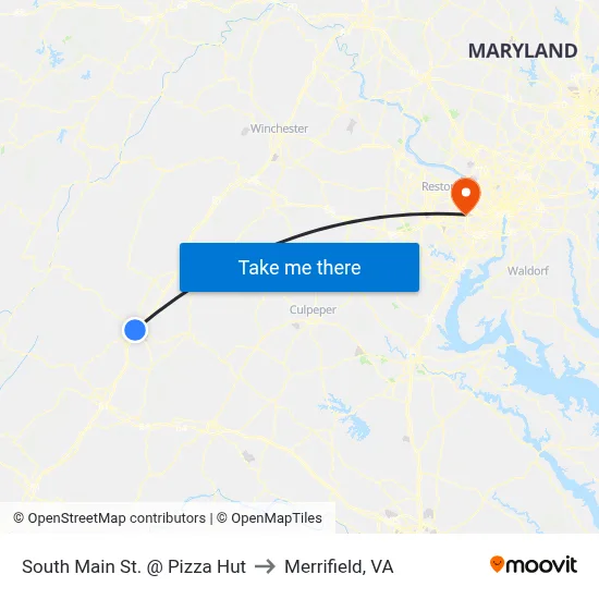 South Main St. @ Pizza Hut to Merrifield, VA map