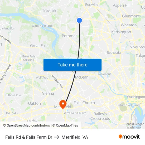 Falls Rd & Falls Farm Dr to Merrifield, VA map