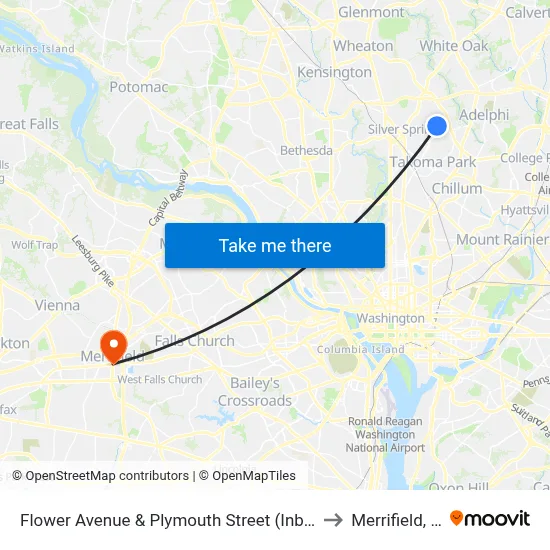 Flower Avenue & Plymouth Street (Inbound) to Merrifield, VA map