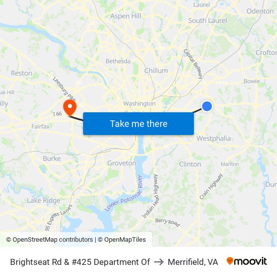 Brightseat Rd & #425 Department Of to Merrifield, VA map