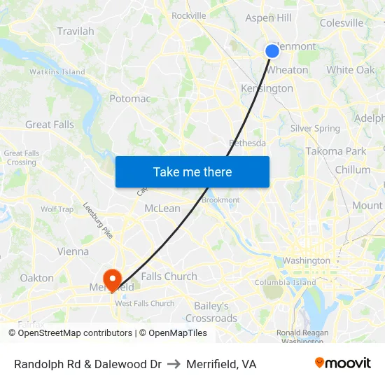 Randolph Rd & Dalewood Dr to Merrifield, VA map